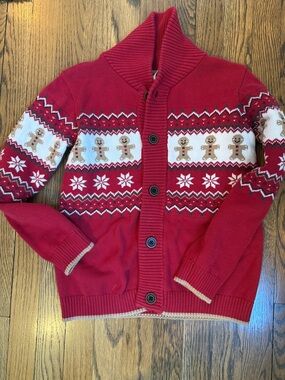 Gymboree Red Fair Isle Gingerbread Shawl-Style Cardigan